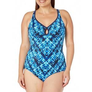 Coastal Blue, Size Large, Blue, One-Piece Swimsuit